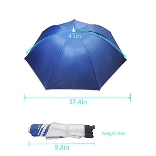 Bocampty Umbrella Hat, 37 inch Diameter, Blue | Hands-Free UV Protection for Fishing & Outdoors thumbnail 6