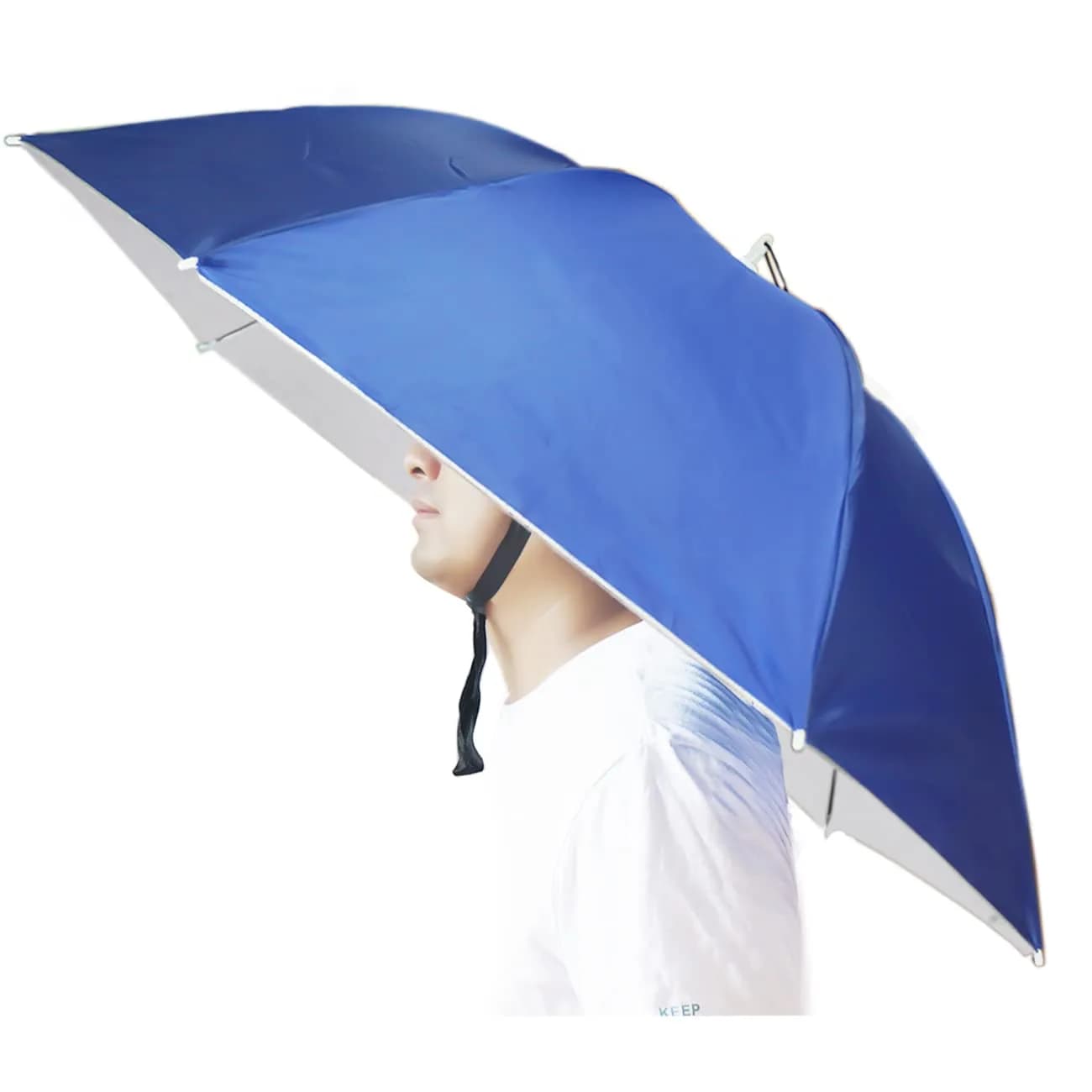 Bocampty Umbrella Hat, 37 inch Diameter, Blue | Hands-Free UV Protection for Fishing & Outdoors