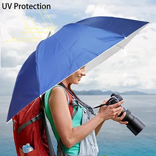 Bocampty Umbrella Hat, 37 inch Diameter, Blue | Hands-Free UV Protection for Fishing & Outdoors thumbnail 3