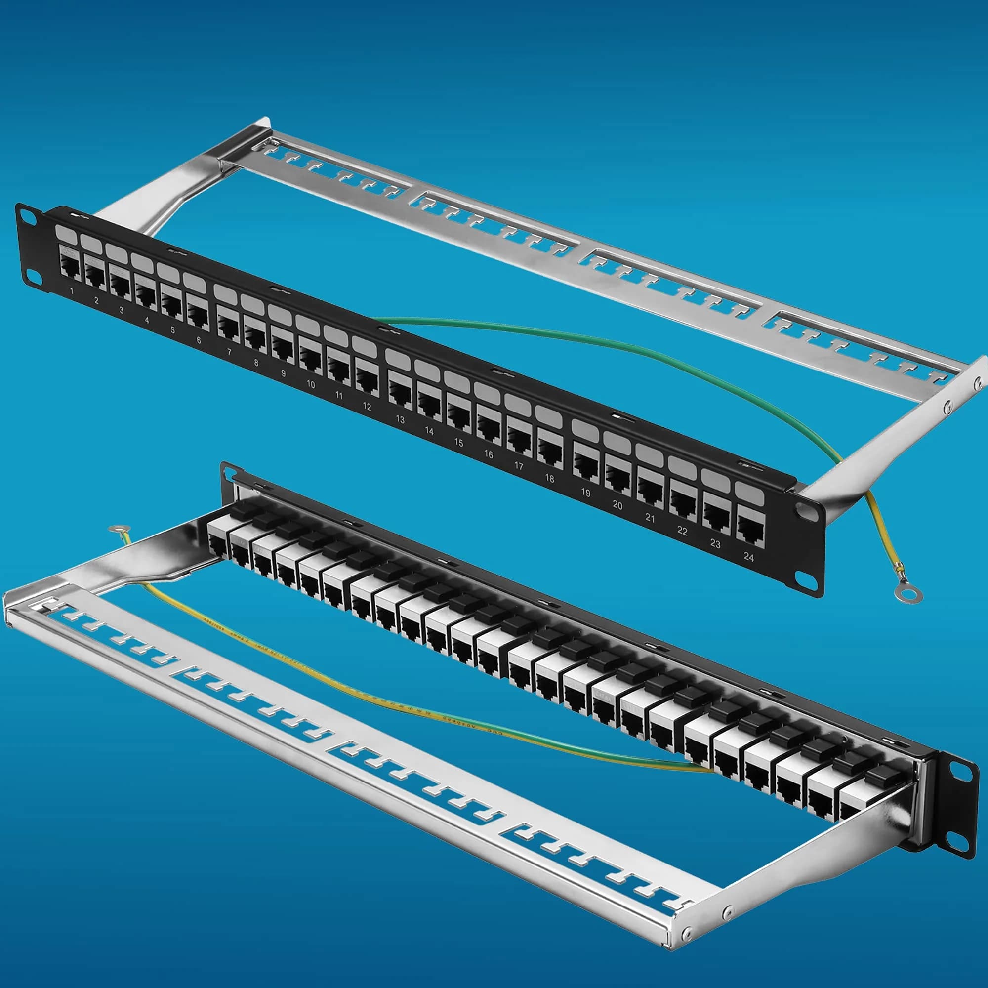 Rapink 24-Port Cat6A Shielded Patch Panel 19-Inch | 10Gbps STP Network Panel with Toolless Keystone Couplers - view 5
