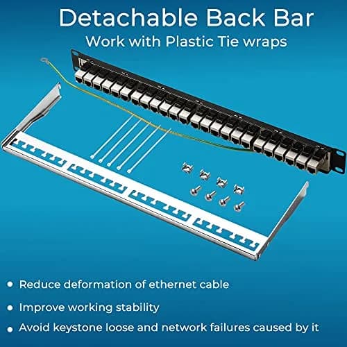 Rapink 24-Port Cat6A Shielded Patch Panel 19-Inch | 10Gbps STP Network Panel with Toolless Keystone Couplers thumbnail 6