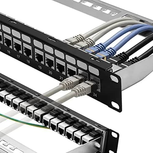Rapink 24-Port Cat6A Shielded Patch Panel 19-Inch | 10Gbps STP Network Panel with Toolless Keystone Couplers thumbnail 1