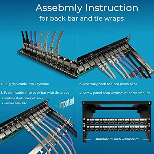 Rapink 24-Port Cat6A Shielded Patch Panel 19-Inch | 10Gbps STP Network Panel with Toolless Keystone Couplers thumbnail 7