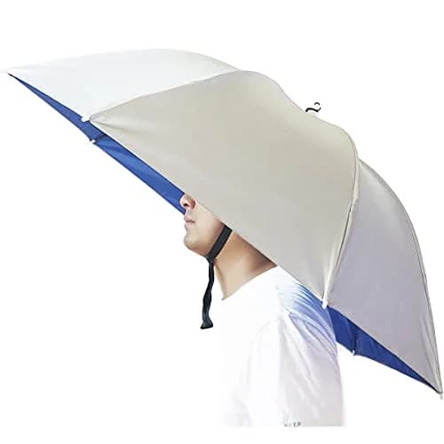 Bocampty Silver-Blue Umbrella Hat, 37 inch Diameter, Hands-Free UV Protection for Fishing & Outdoors thumbnail 1