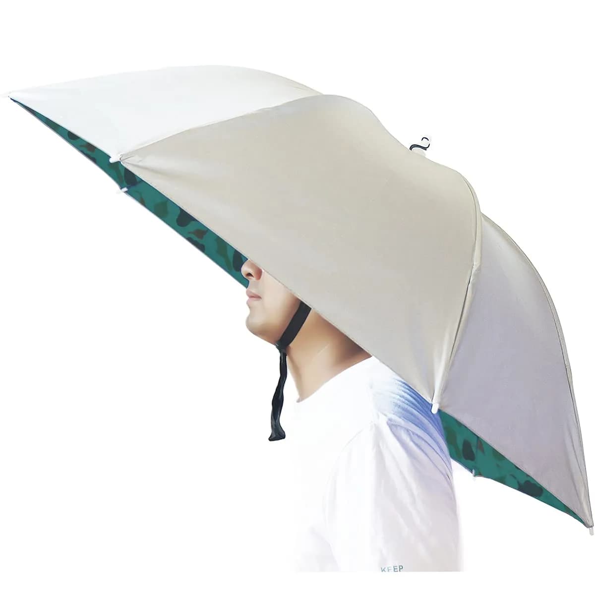 Bocampty Umbrella Hat - Silver-Camouflage, 37 inch Diameter, Hands-Free UV Protection - main product image