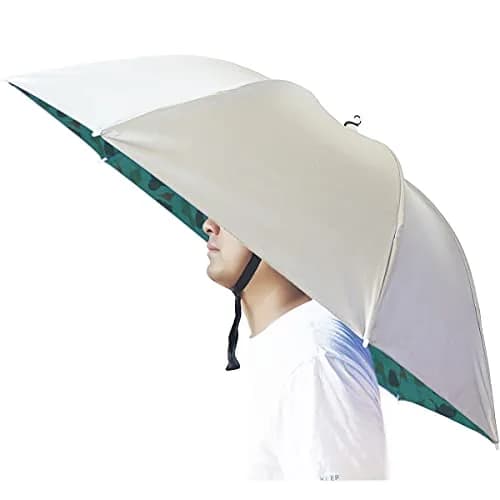 Bocampty Umbrella Hat, 37 inch Diameter, Blue | Hands-Free UV Protection for Fishing & Outdoors — Silver-Camouflage