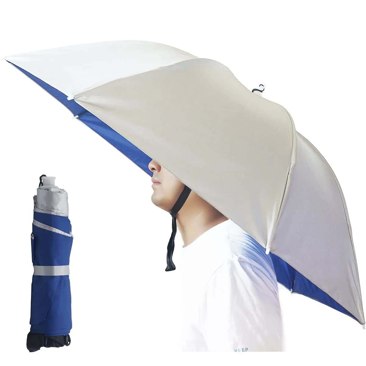 Bocampty Umbrella Hat - Silver-Blue, Pack of 2 | Hands-Free UV Protection for Outdoors - main product image