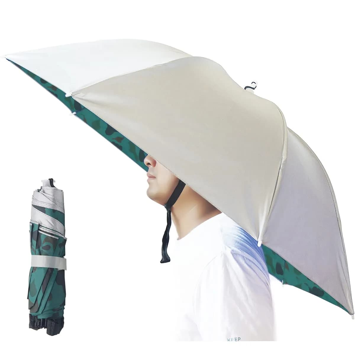 Bocampty Silver-Camouflage Umbrella Hat (2 Pack) - Hands-Free UV Protection for Outdoors - main product image