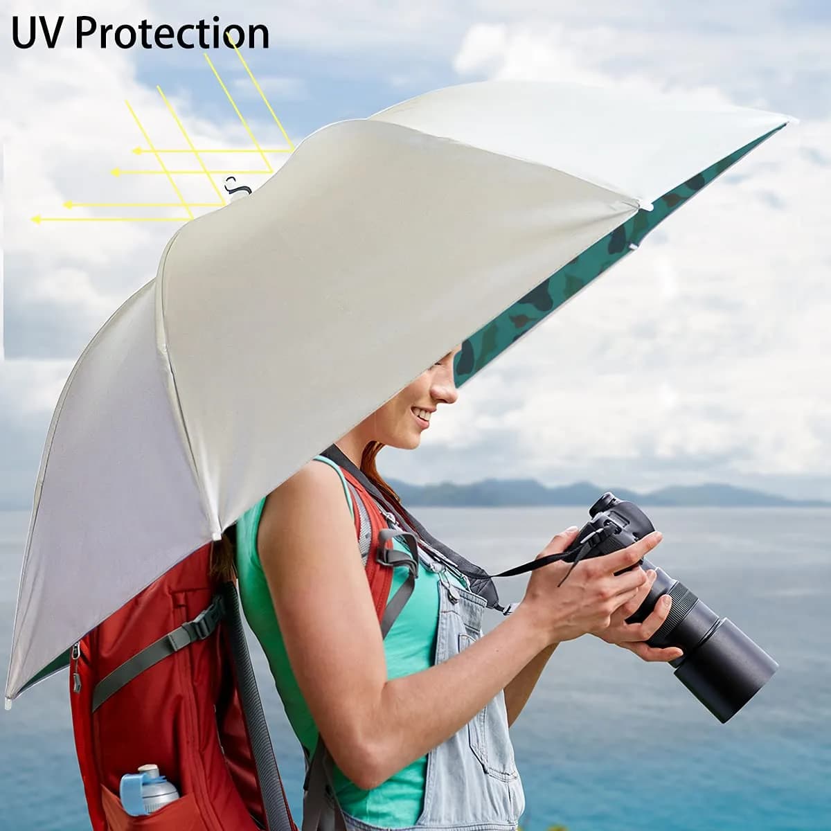 Bocampty Silver-Camouflage Umbrella Hat (2 Pack) - Hands-Free UV Protection for Outdoors - view 3