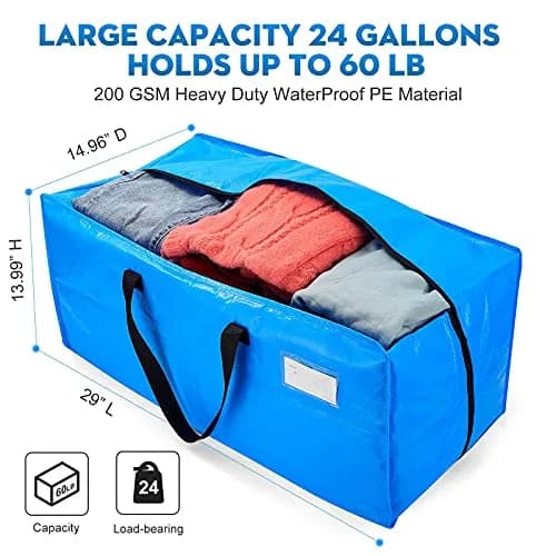 AlexHome Heavy Duty Extra Large Moving Bags 29"L x 14"H x 15"D | Waterproof, Tear-Resistant, 7 Pack thumbnail 2