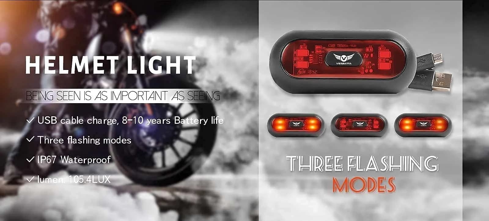 VERSATTA LED Motorcycle Helmet Light, Bike Bicycle Rear Red Safety Light, Helmet Light, Warning Tail Lights, Helmet Light for Night Riding with USB Chargeable Cable Small - view 3