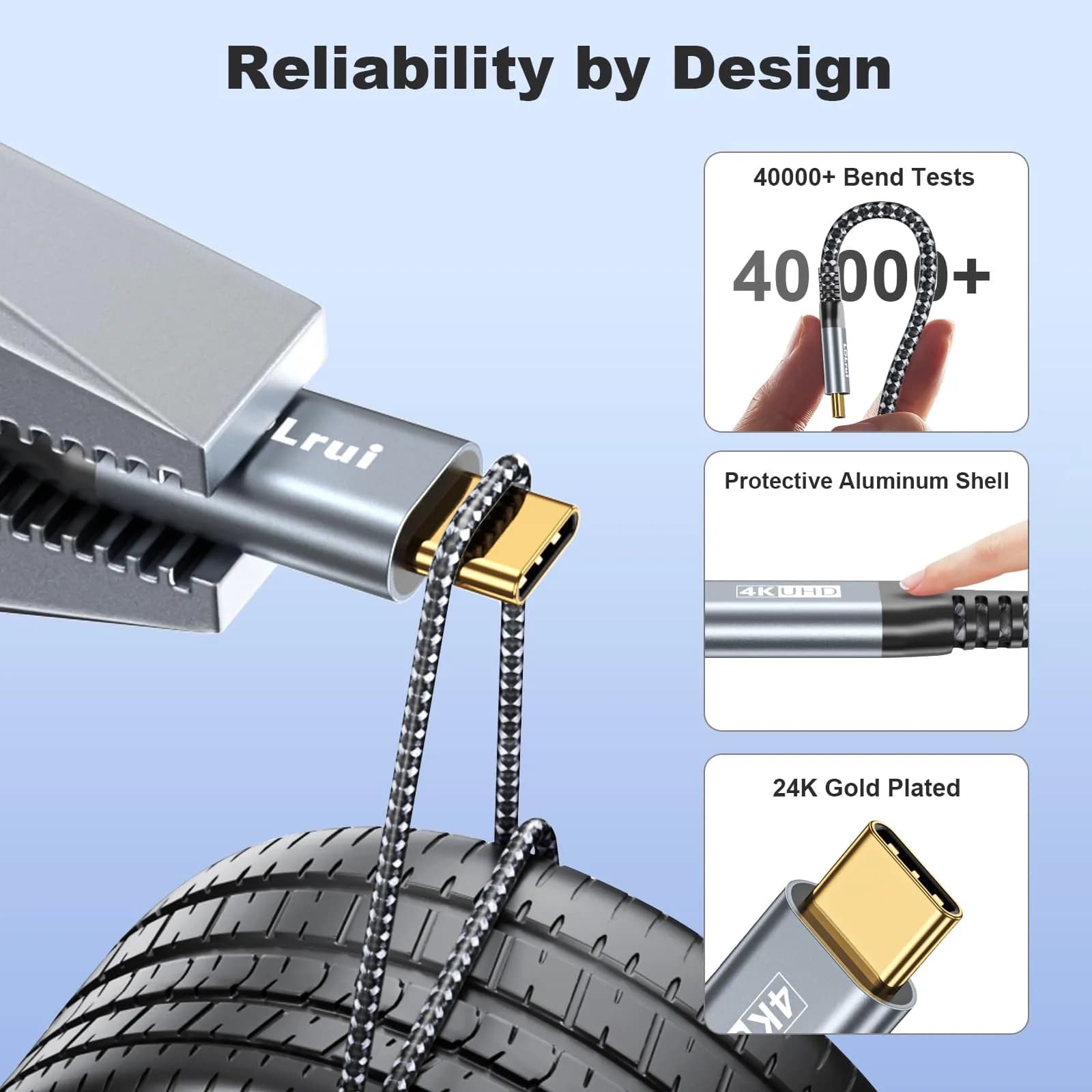 LDLrui USB C to USB C 3.2 Gen 2x2 Cable 0.91 m (3FT) | 20Gbps Data Transfer & 100W PD Charging - view 7
