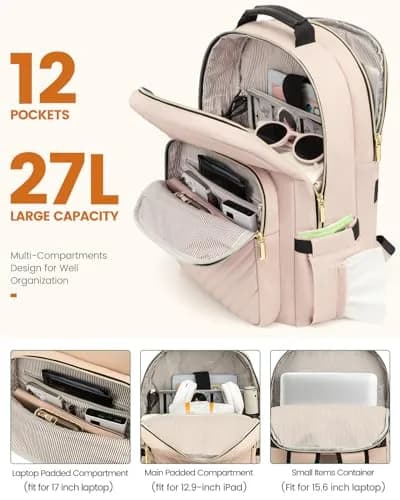 LOVEVOOK Backpack for Women, Fits 15.6" Laptop, Travel & Work, Water-Resistant, Padded Laptop Compartment thumbnail 2