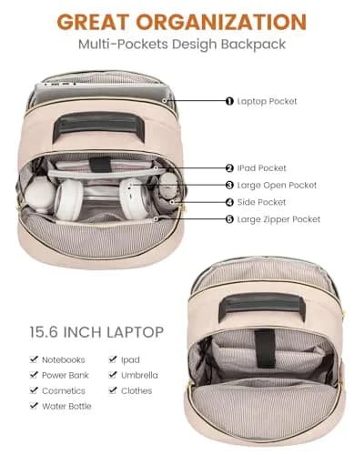 LOVEVOOK Backpack for Women, Fits 15.6" Laptop, Travel & Work, Water-Resistant, Padded Laptop Compartment thumbnail 3