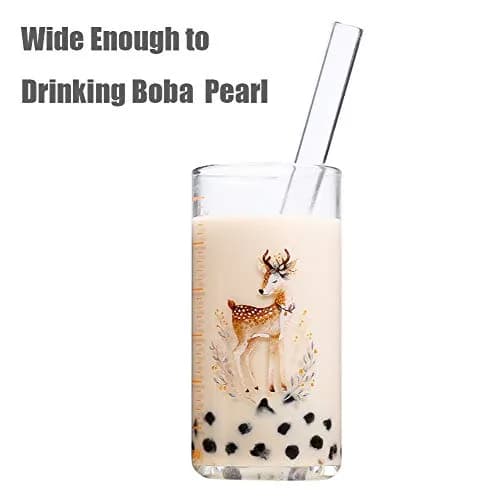 ALINK Reusable Glass Boba Straws 22.86 cm (9 in) x 14 mm | Extra Wide Clear Smoothie Straws for Bubble Tea thumbnail 4