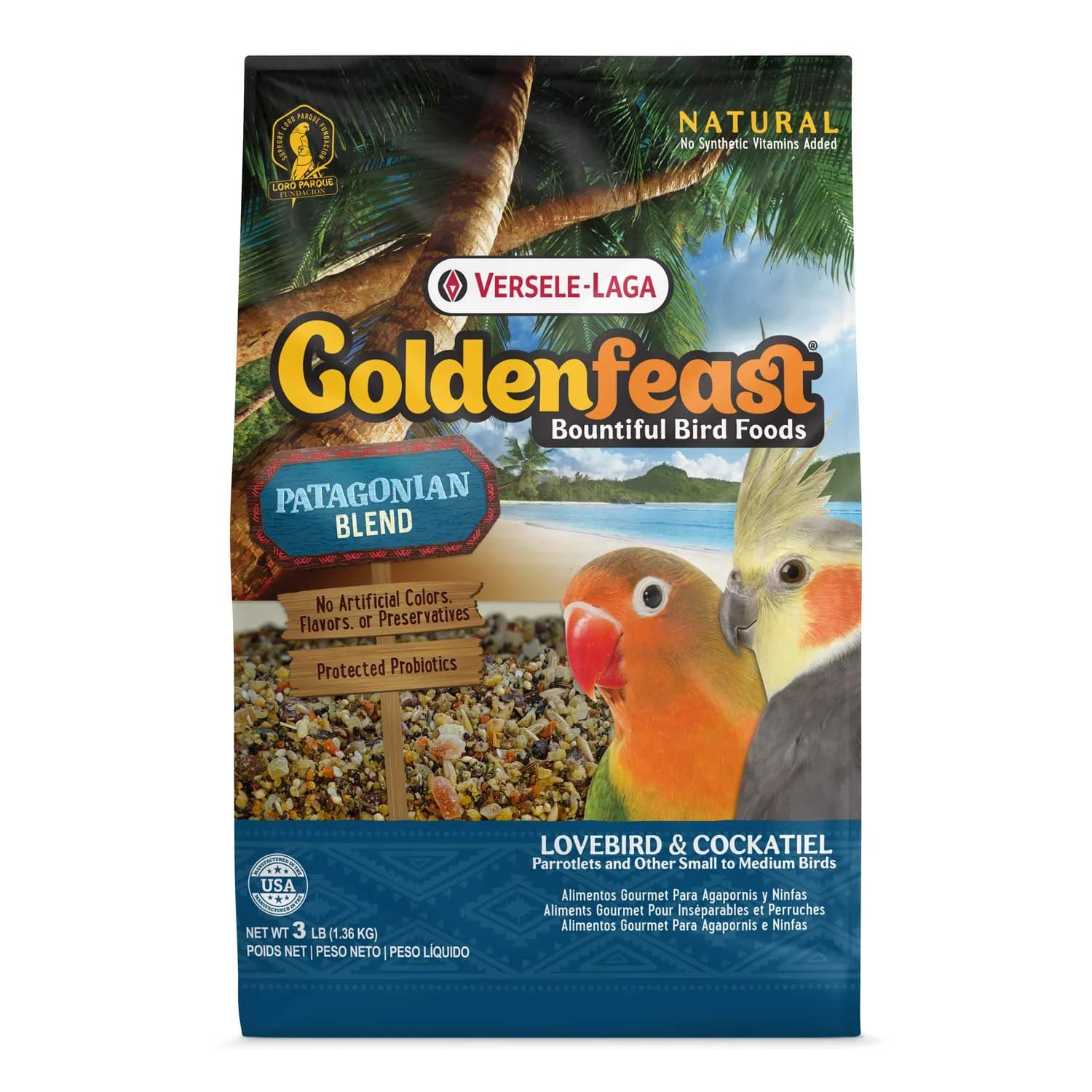 Goldenfeast VL Patagonian Blend 3 lb Bag | Natural Bird Food for Small & Medium Birds