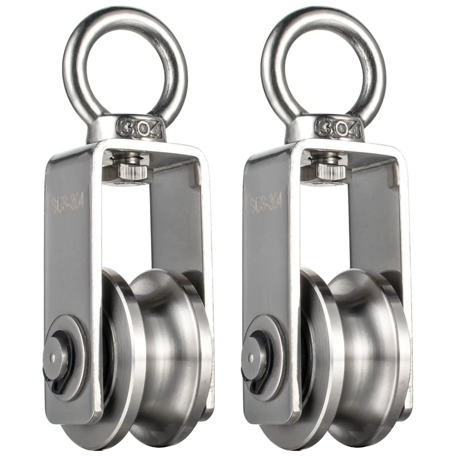 SHINICO Stainless Steel Cable Pulley Wheel with 2 Bearings, 10mm Rope Capacity | Smooth & Silent Operation — Swivel pulley