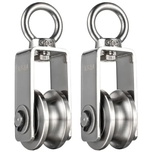 SHINICO Swivel Pulley Wheel Stainless Steel with 2 Bearings, 250kg (551lb) Load Capacity | Rope Pulley for Gym, Clothesline, Systems thumbnail 1