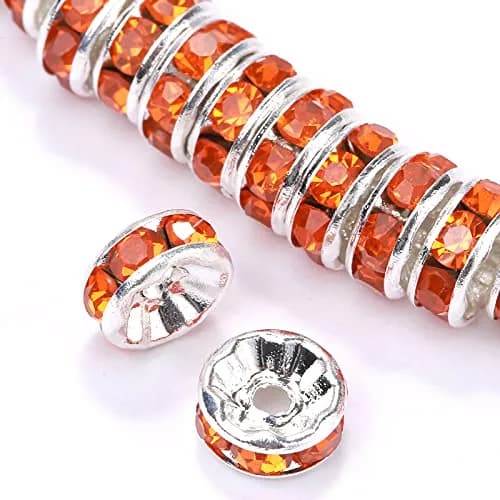 Weebee 100Pcs Rondelle Spacer Beads for Jewelry Making, Rhinestone Beads 4mm-10mm | Czech Crystal & Copper thumbnail 1