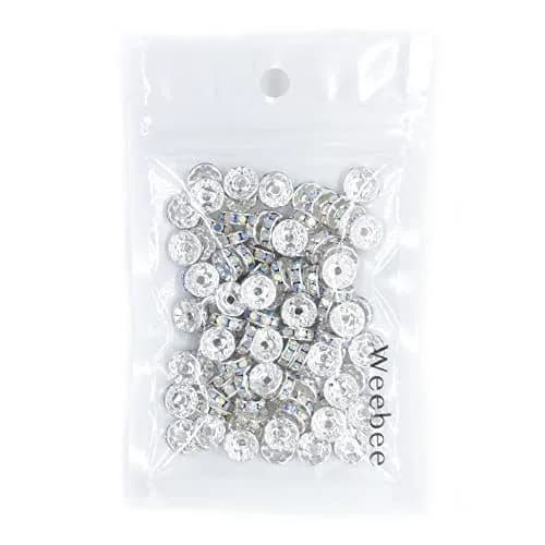 Weebee 100Pcs Rondelle Spacer Beads for Jewelry Making, Rhinestone Beads 4mm-10mm | Czech Crystal & Copper thumbnail 5