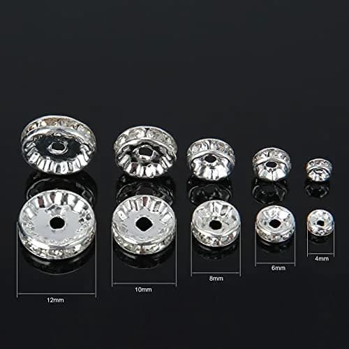 Weebee 100Pcs Rondelle Spacer Beads for Jewelry Making, Rhinestone Beads 4mm-10mm | Czech Crystal & Copper thumbnail 2