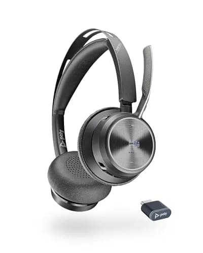 Poly Voyager Focus 2 UC USB-C Headset with Boom Mic | Active Noise Canceling Dual-Ear Stereo Headset for PC/Mac thumbnail 1
