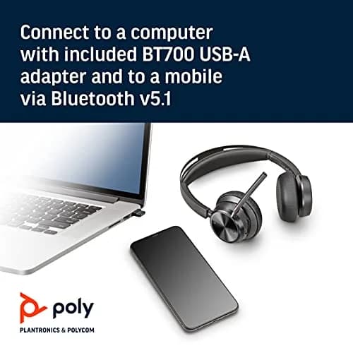 Poly Voyager Focus 2 UC USB-A Headset with Boom Mic | Active Noise Canceling, 19-Hour Talk Time thumbnail 7