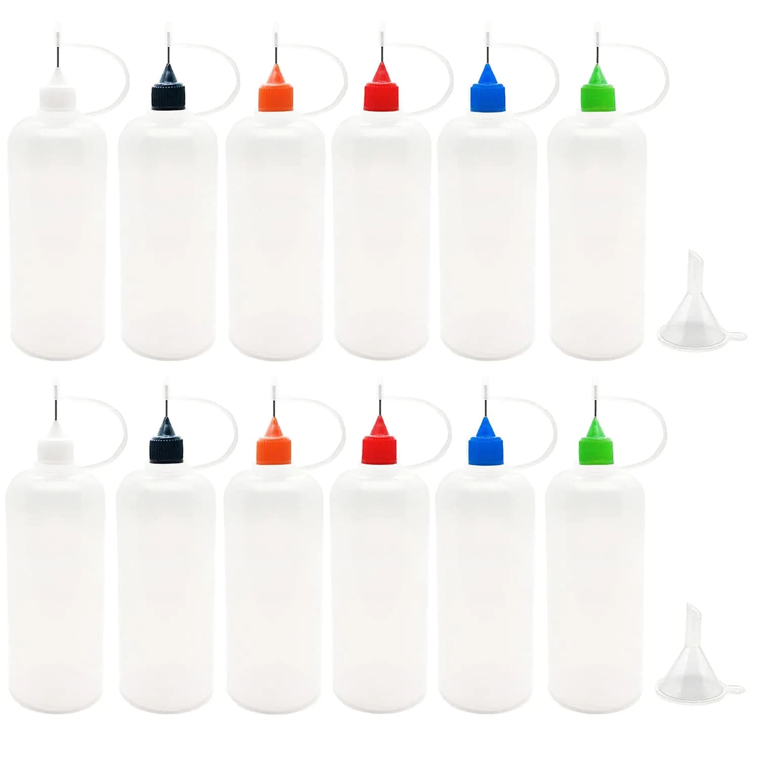 MYYZMY 12 Pcs 4 Ounce Precision Tip Applicator Bottles | Multi-Color Lids for Crafting & DIY