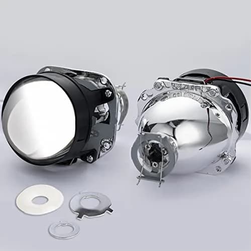 YUFANYA 2.5Inch Mini Projector Lens with Silver Shrouds | High/Low Beam Fit for H1 H4 H7 Car Motorcycle Retrofit thumbnail 4