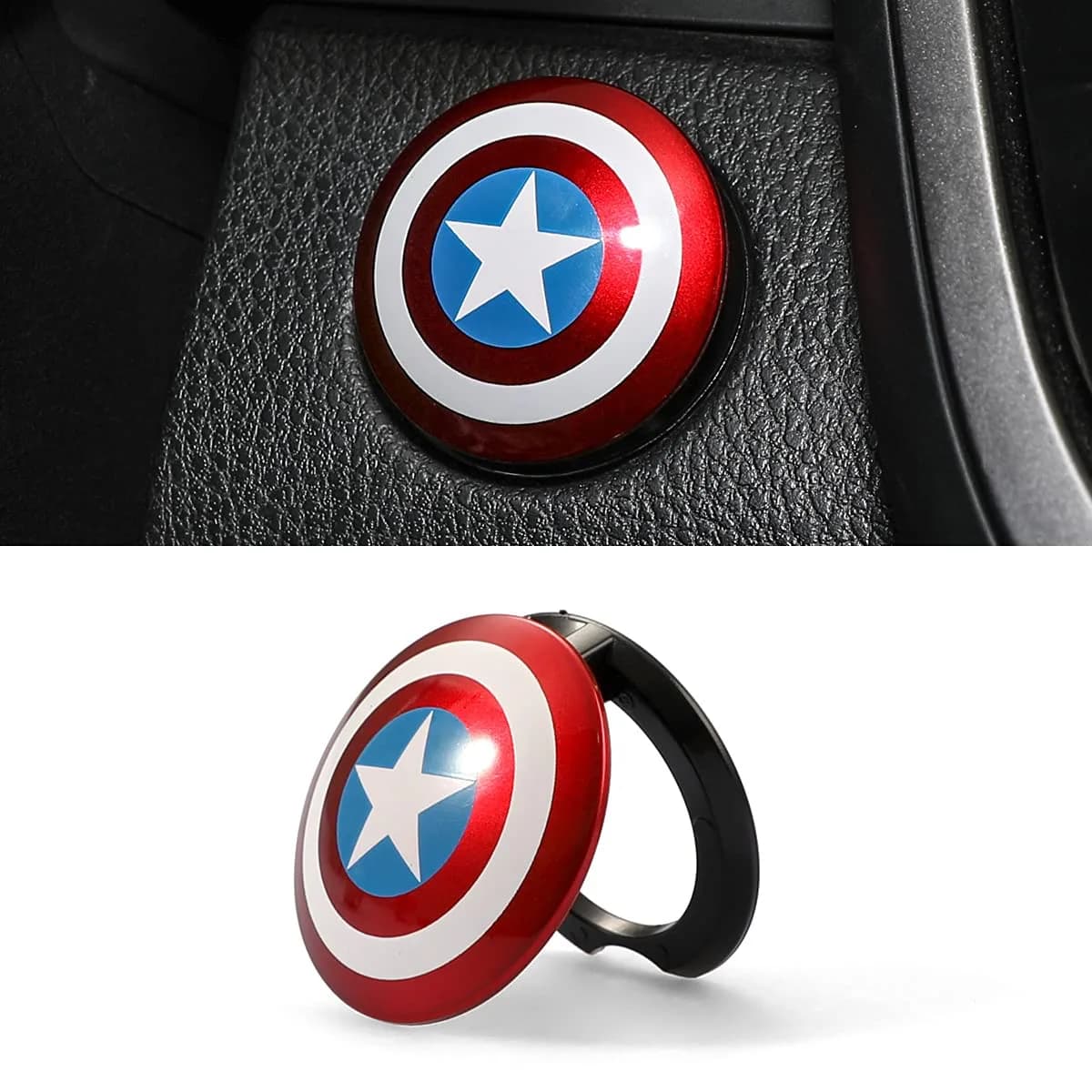 OUMETE Car Engine Start Button Cover ABS Red | Universal Ignition Switch Trim