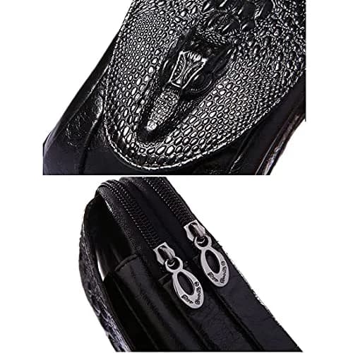 Hebetag Crocodile Leather Phone Belt Bag Waist Pack 10cm x 18cm | Vintage Style for Travel & Outdoor thumbnail 4