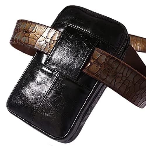 Hebetag Crocodile Leather Phone Belt Bag Waist Pack 10cm x 18cm | Vintage Style for Travel & Outdoor thumbnail 5
