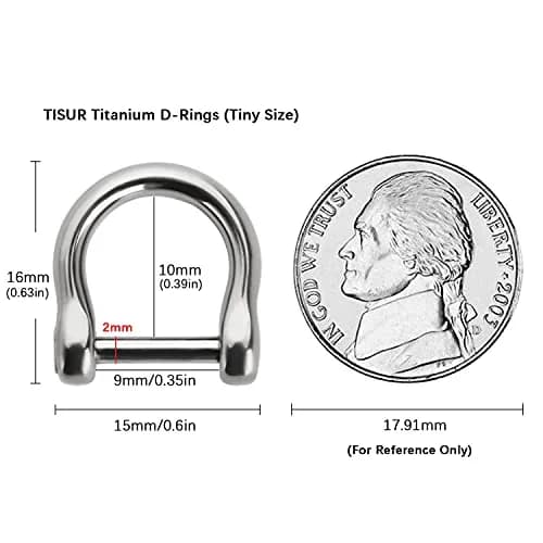 TISUR Small Titanium D Key Rings Key Chains Rings for Car Key Fob | Lightweight Durable Car Accessory thumbnail 2