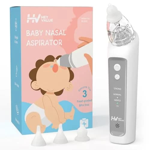 HEYVALUE Electric Baby Nasal Aspirator & Nose Sucker with 3 Silicone Tips | Powerful 3-Level Suction, Rechargeable & Easy to Clean thumbnail 1