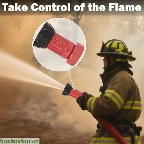 SpringSpray 1-1/2" Fire Hose Nozzle Thermoplastic NPSH/NPT 1.5 Inch Nozzles | Adjustable Water Spray for Firefighting & Industrial Use thumbnail 3
