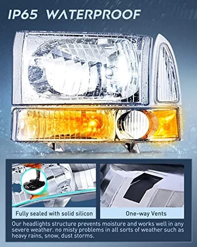 Nilight Vehicle Light Assembly 1999-2004 | Chrome Housing with Amber Corner, Clear Lens, 12V, 20W thumbnail 5