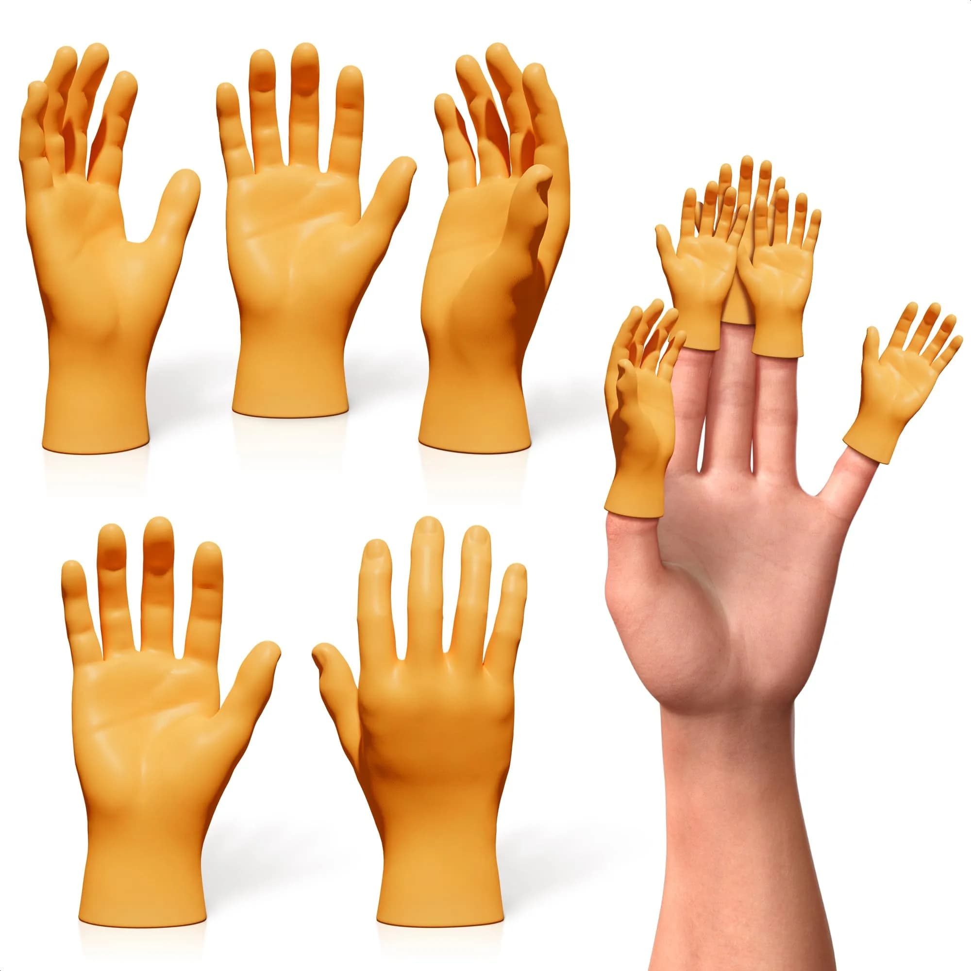 DIMROM Tiny Hands for Fingers | Whimsical Rubber Finger Puppets for Gags & Pranks (3 x 1.5 inches, 10 pcs) — Tiny Hands