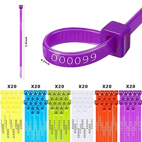 Shappy 120 Pcs Adjustable Chicken Leg Bands Numbered 1-120, 6 Colors | Bulk Farm Management & Wire Organizing thumbnail 2
