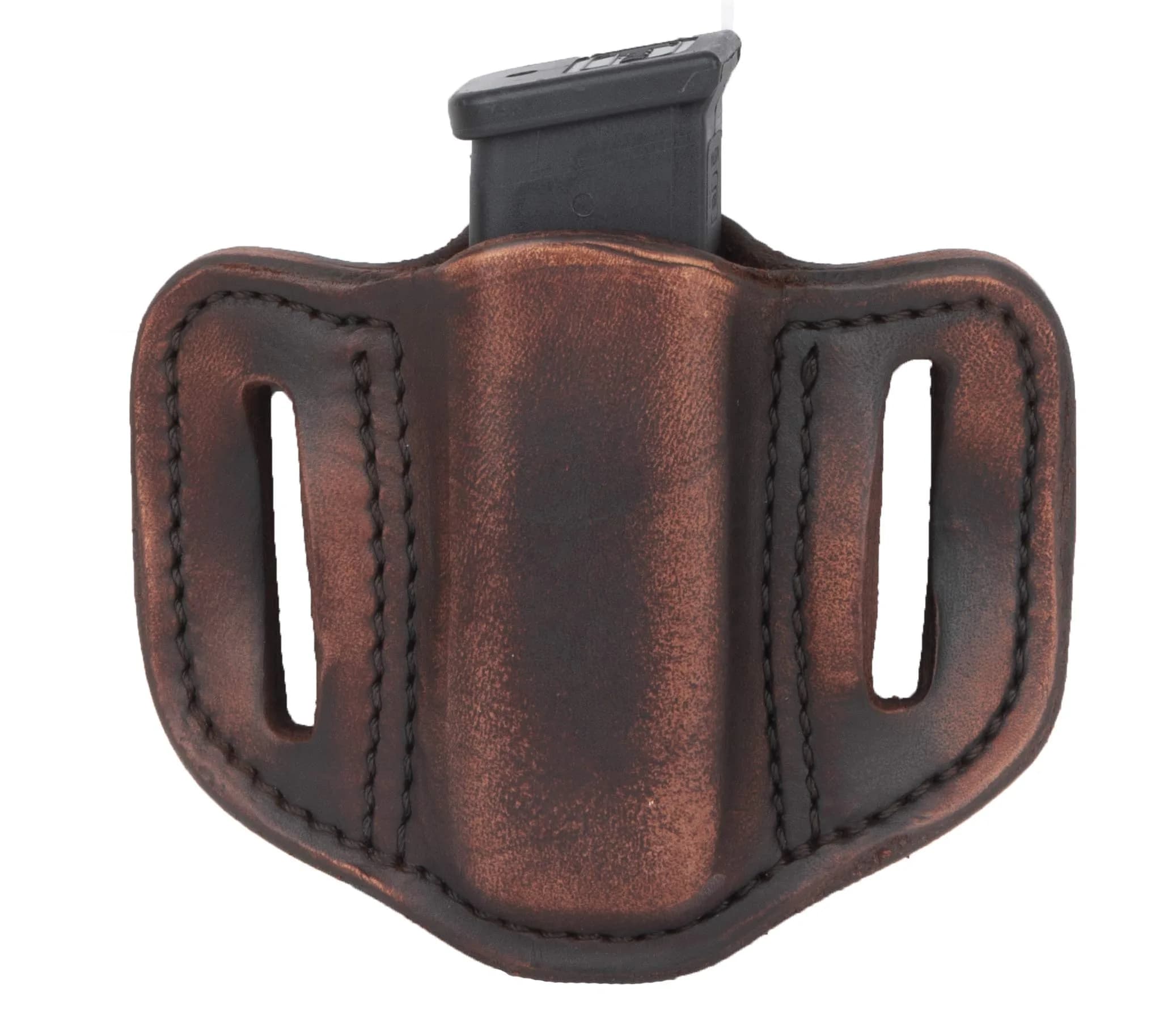 1791 GUNLEATHER Double Stack Magazine Holster, OWB 9mm Leather Mag Pouch | Concealed Carry Leather Holster — Vintage Brown