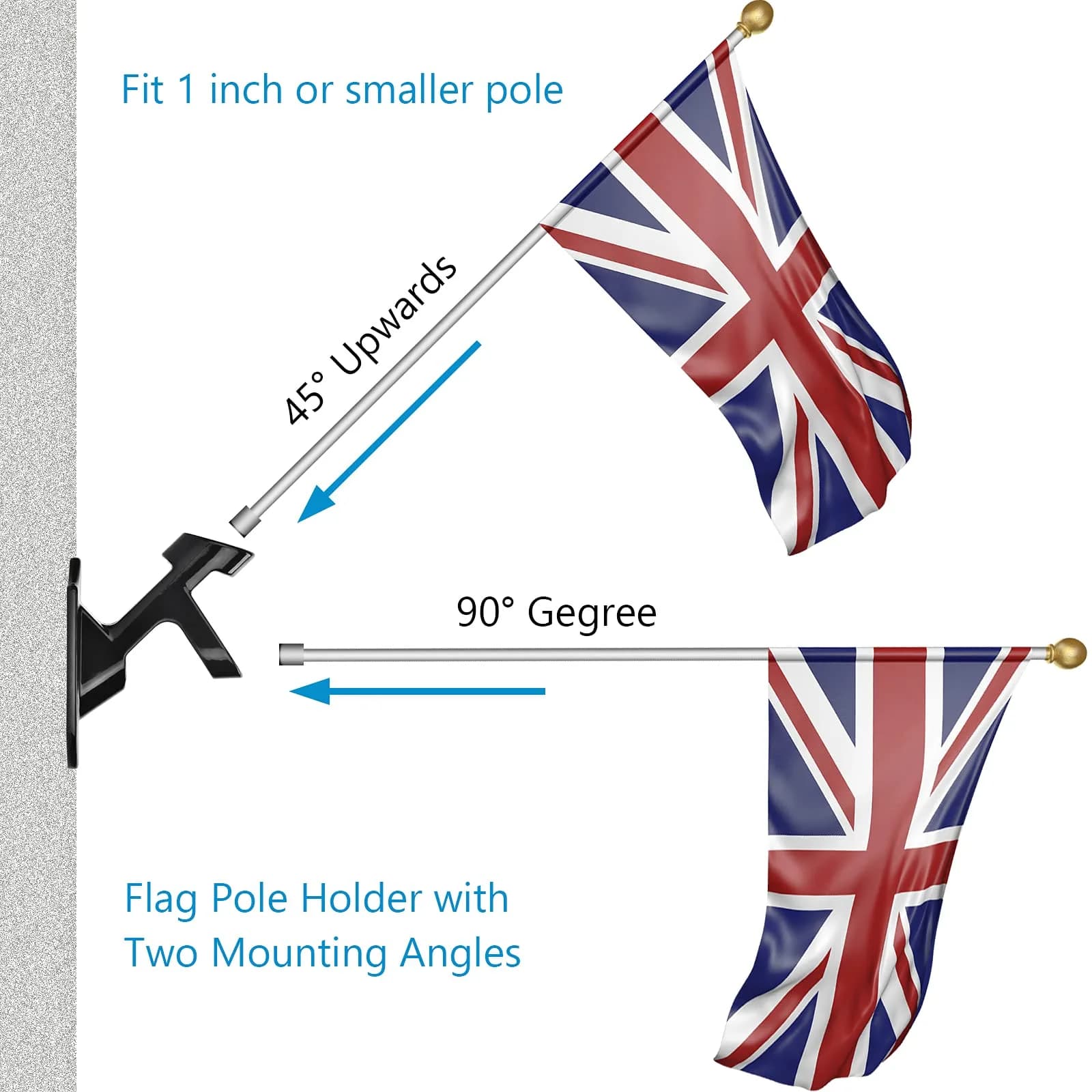 Haoridul Heavy Duty Flag Pole Holder 2-Pack | Rust-Free Aluminum Mount for 1" Poles - view 3