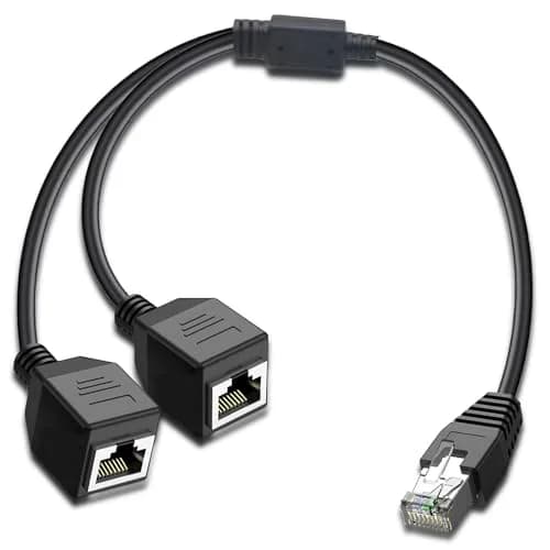 ukiism RJ45 Ethernet Splitter 1 Male to 2 Female 1ft | Connect Two Devices to One Network Port thumbnail 1