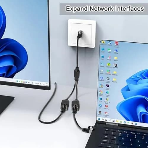 ukiism RJ45 Ethernet Splitter 1 Male to 2 Female 1ft | Connect Two Devices to One Network Port thumbnail 3