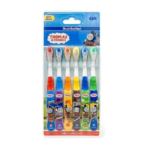 Brush Buddies Thomas & Friends Kids Toothbrush Set 6 Pack Soft Bristle Toddler Toothbrush Ages 2+ Small Head Easy Grip Handle Fun Character Oral Care | Kid-Friendly, BPA-Free, 6-Pack thumbnail 1