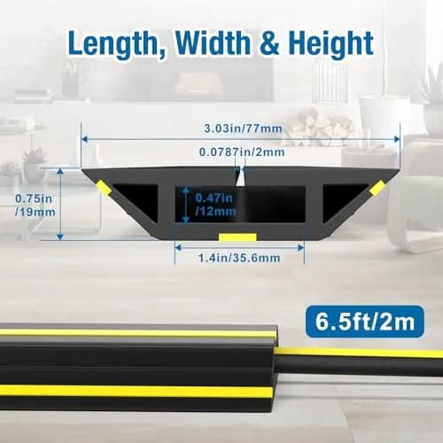 Eapele Heavy Duty PVC Cable Protector Cord Cover 2.0m (6.5ft) | Prevents Trip Hazards for Floors thumbnail 2