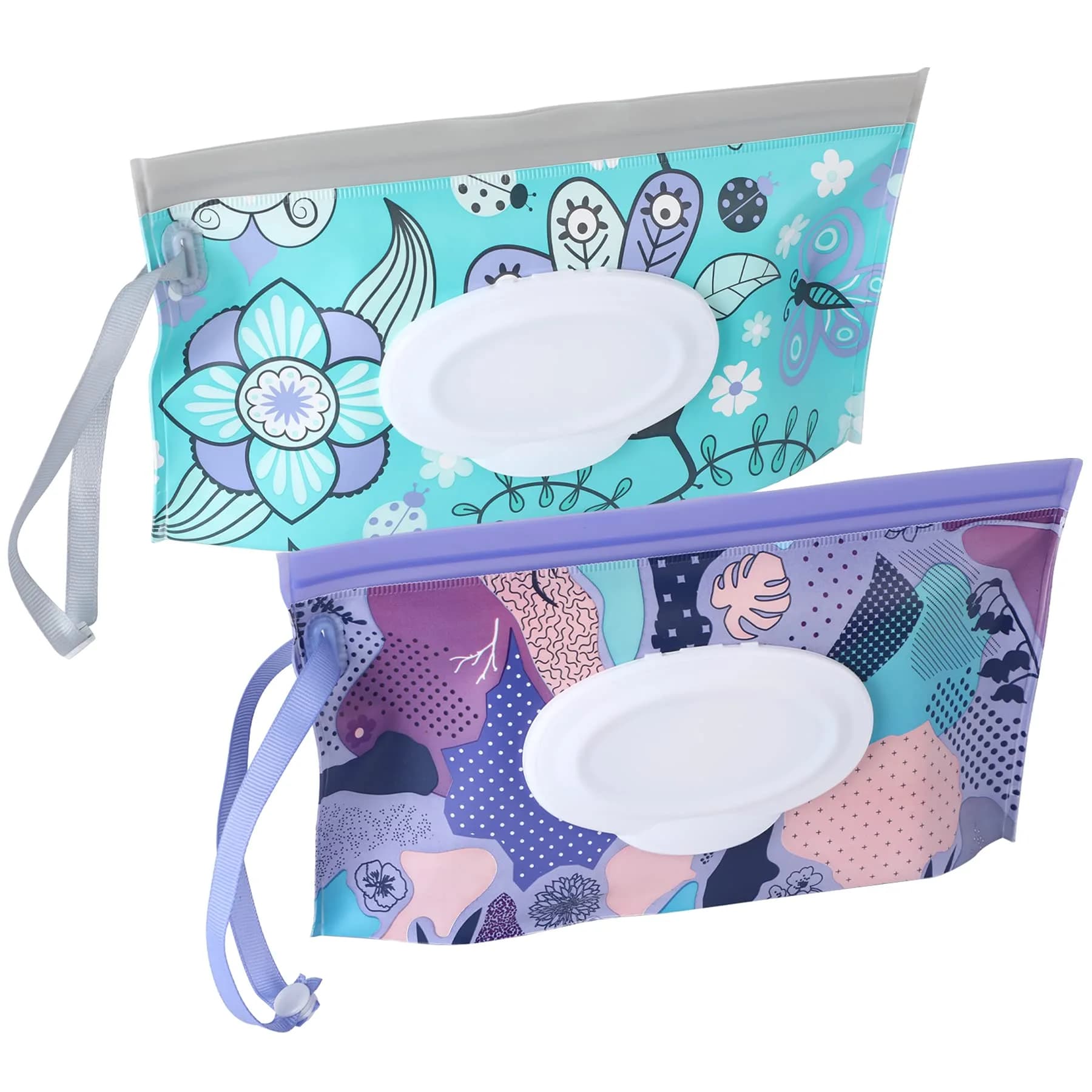 FEBSNOW 2 Pack Baby Wipe Dispenser, Reusable Portable Travel Wipe Holder (24 x 13.5 x 4 cm) - main product image