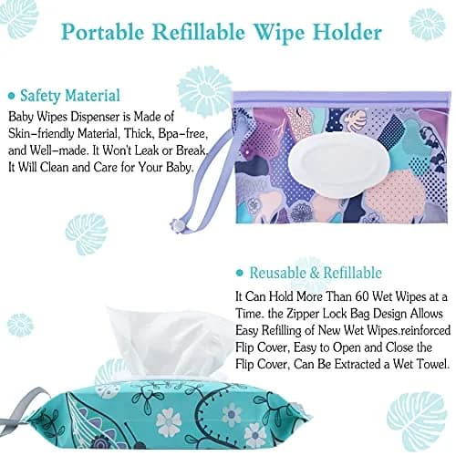FEBSNOW 2 Pack Baby Wipe Dispenser, Reusable Portable Travel Wipe Holder (24 x 13.5 x 4 cm) thumbnail 5