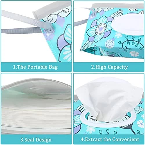 FEBSNOW 2 Pack Baby Wipe Dispenser, Reusable Portable Travel Wipe Holder (24 x 13.5 x 4 cm) thumbnail 3