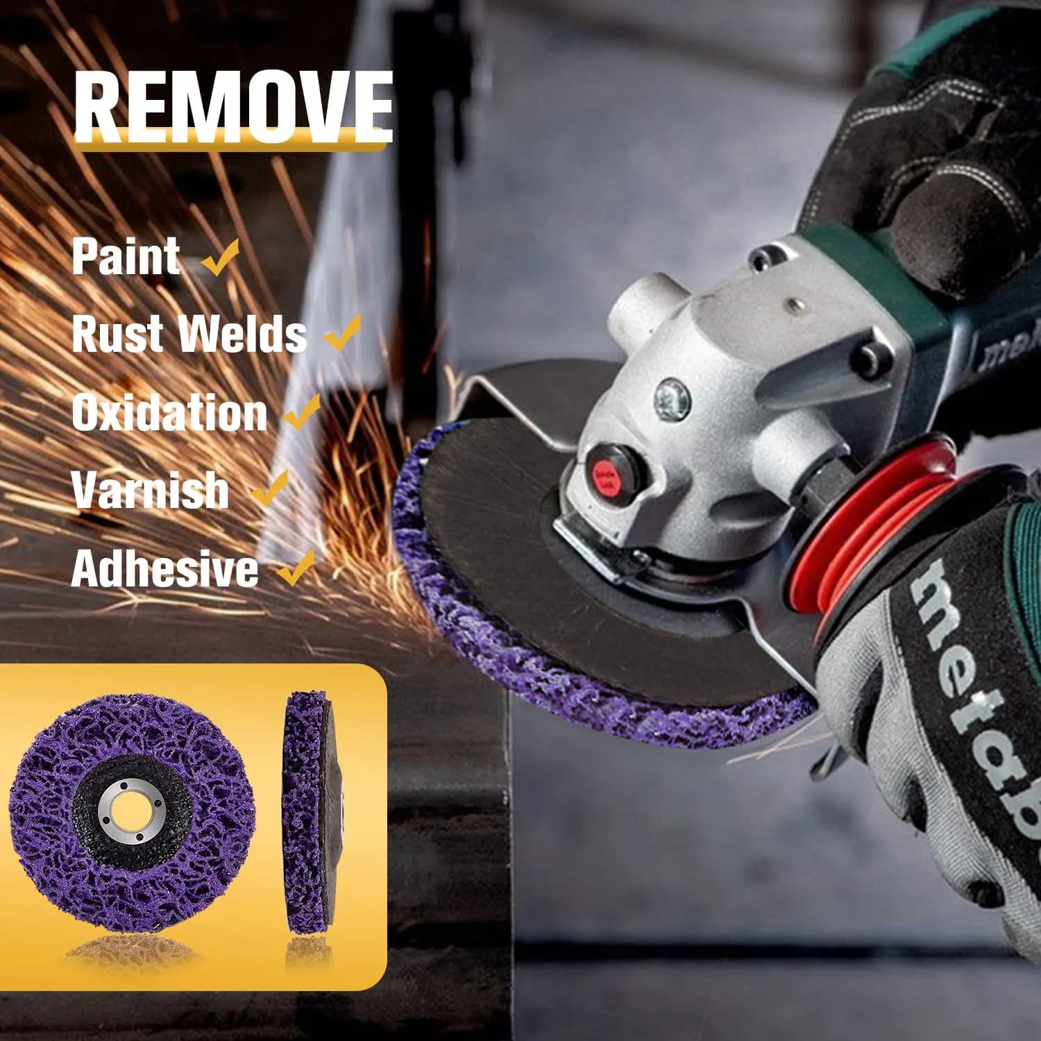 LAIWOO Strip Disc Wheel 100mm (4") x 15.875mm (5/8") | Diamond Abrasive for Paint & Rust Removal - view 6