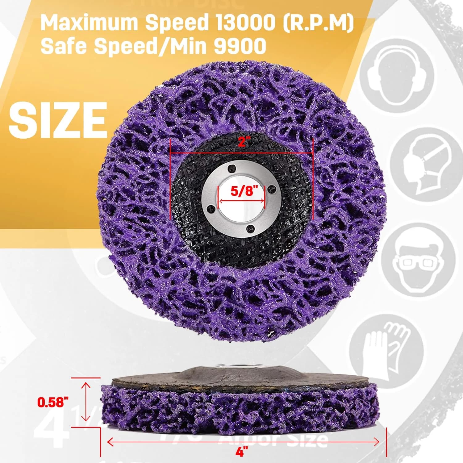 LAIWOO Strip Disc Wheel 100mm (4") x 15.875mm (5/8") | Diamond Abrasive for Paint & Rust Removal - view 2