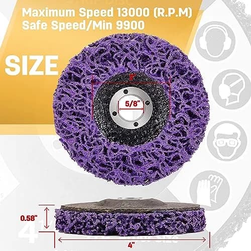 LAIWOO Strip Disc Wheel 100mm (4") x 15.875mm (5/8") | Diamond Abrasive for Paint & Rust Removal thumbnail 2
